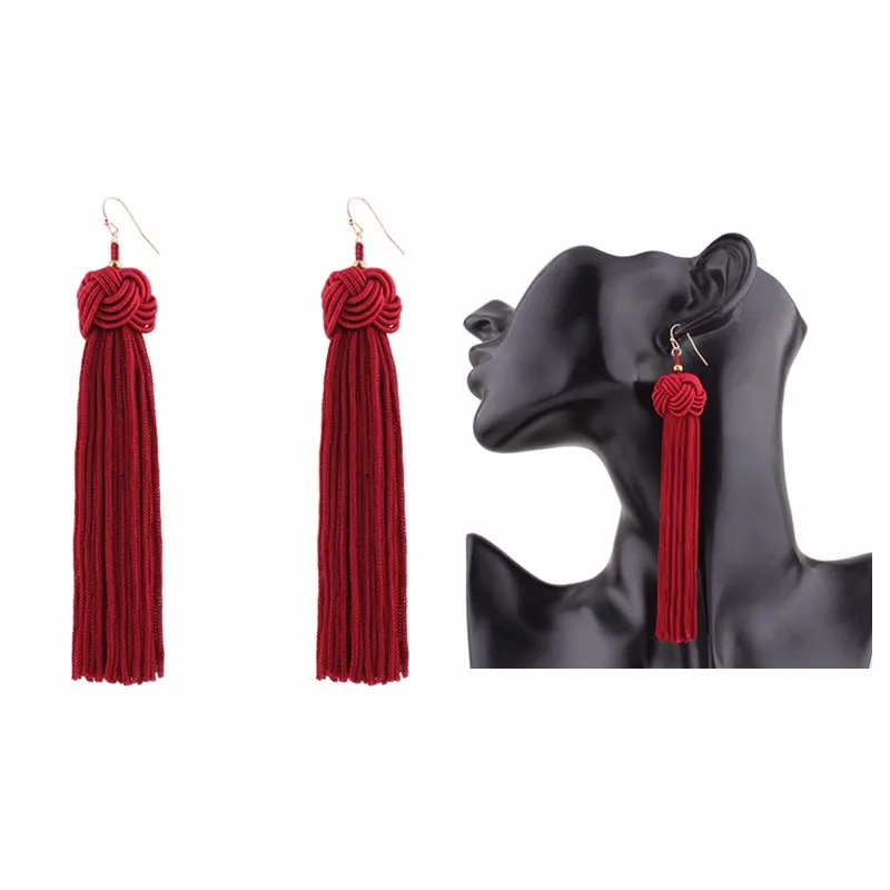 

5 Styles Long Tassel Earring Exaggerated Bohemian Hand Woven Ball s For Women European And American Fashion