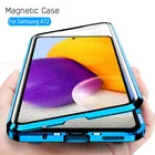 360  full Магнитный флип-чехол для samsung galaxy a72 4G 72 72A 2021 5G SM-A725F двухсторонняя с металльном краем стеклянная крышка