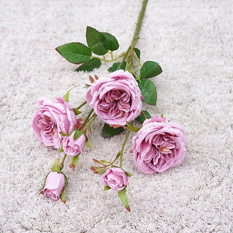 6 головок Роза Остина ветви шелковые цветы искусственные ко Дню Святого