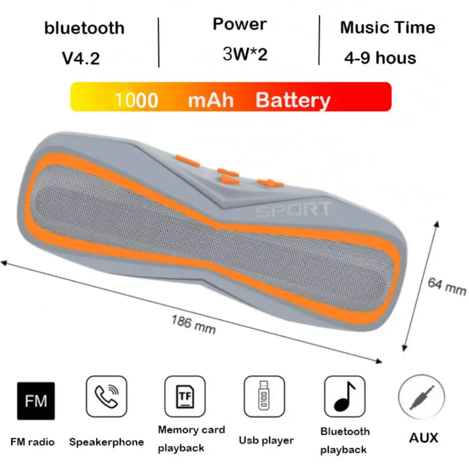 Портативная bluetooth колонка сабвуфер портативные беспроводные колонки для спорта