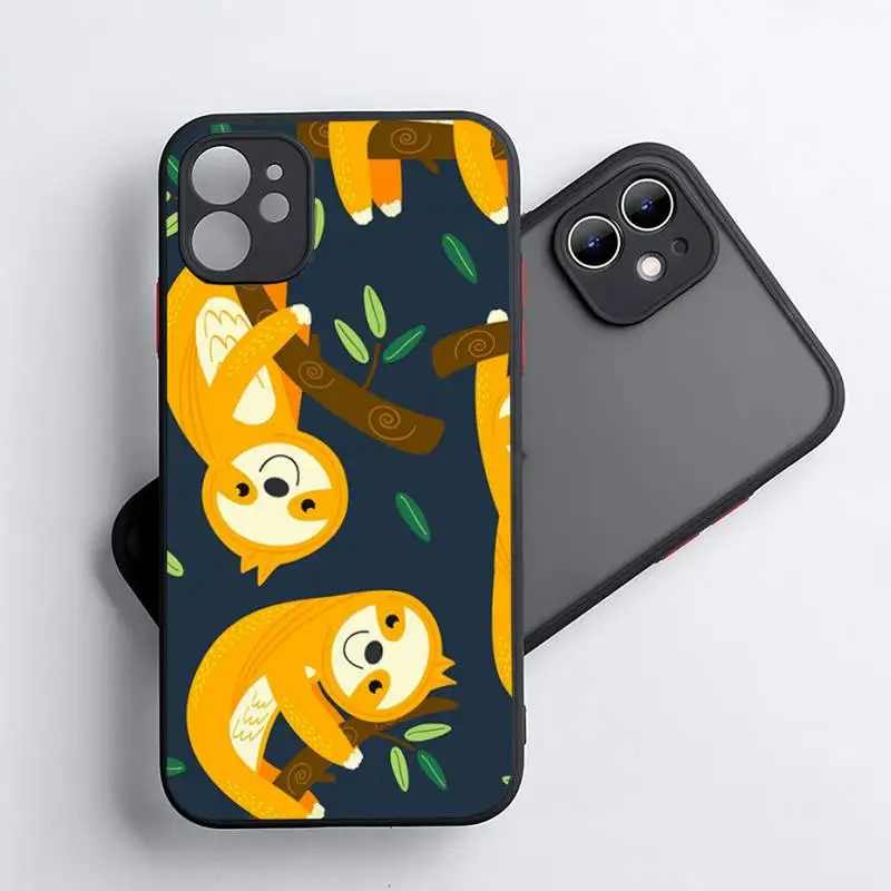 

animal cute cartoon sloth Phone Case Matte Transparent for iPhone 11 12 7 8 s mini pro X XS XR MAX Plus coque