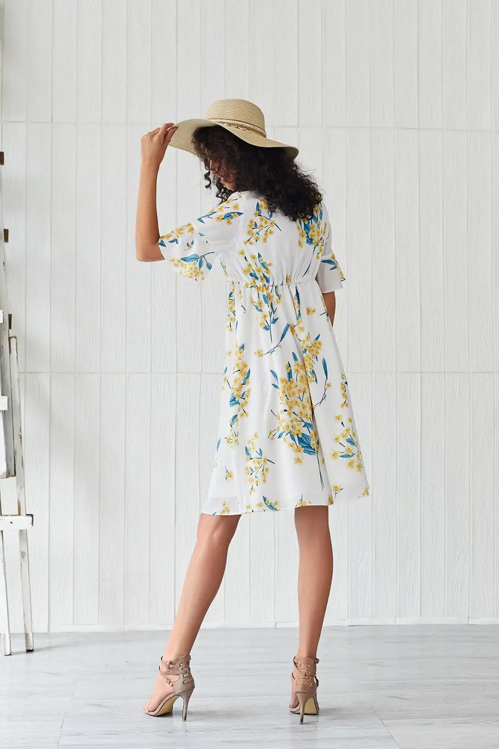 

Women Vintage long maxi dress Floral Print Short Sleeve Button Ladies Shirt Dress women 613