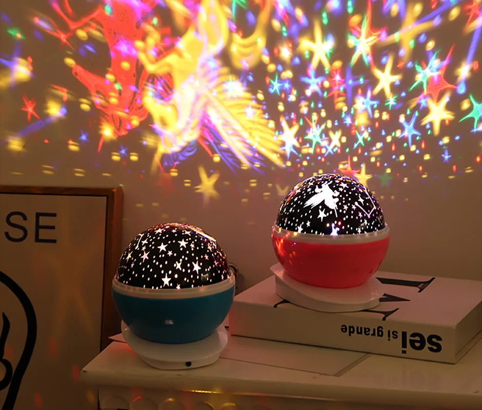 Вращающаяся на 360 градусов проекционная лампа в виде единорога звездная луна