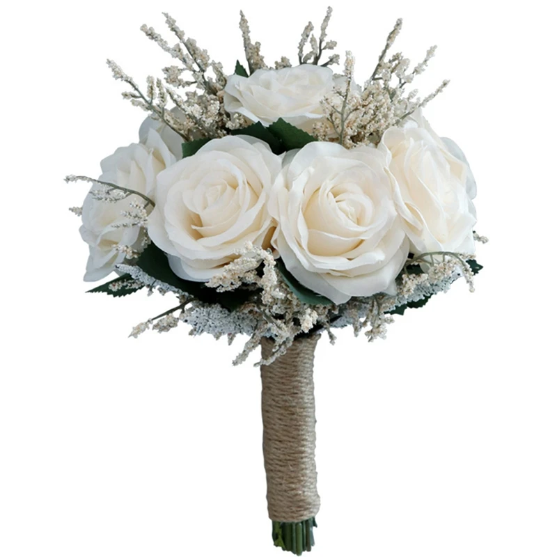 

Bridal Bouquets For Wedding, Artificial Rose Flower Bouquet Bride Bridesmaid Holding Flower, Flower Girl Bouquet