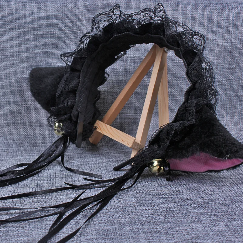 

Japanese Girl Maid Headband Lace Bell Cat Ear Hoop Cute Headdress Bandana Anime Cosplay Lolita Hair Accessories