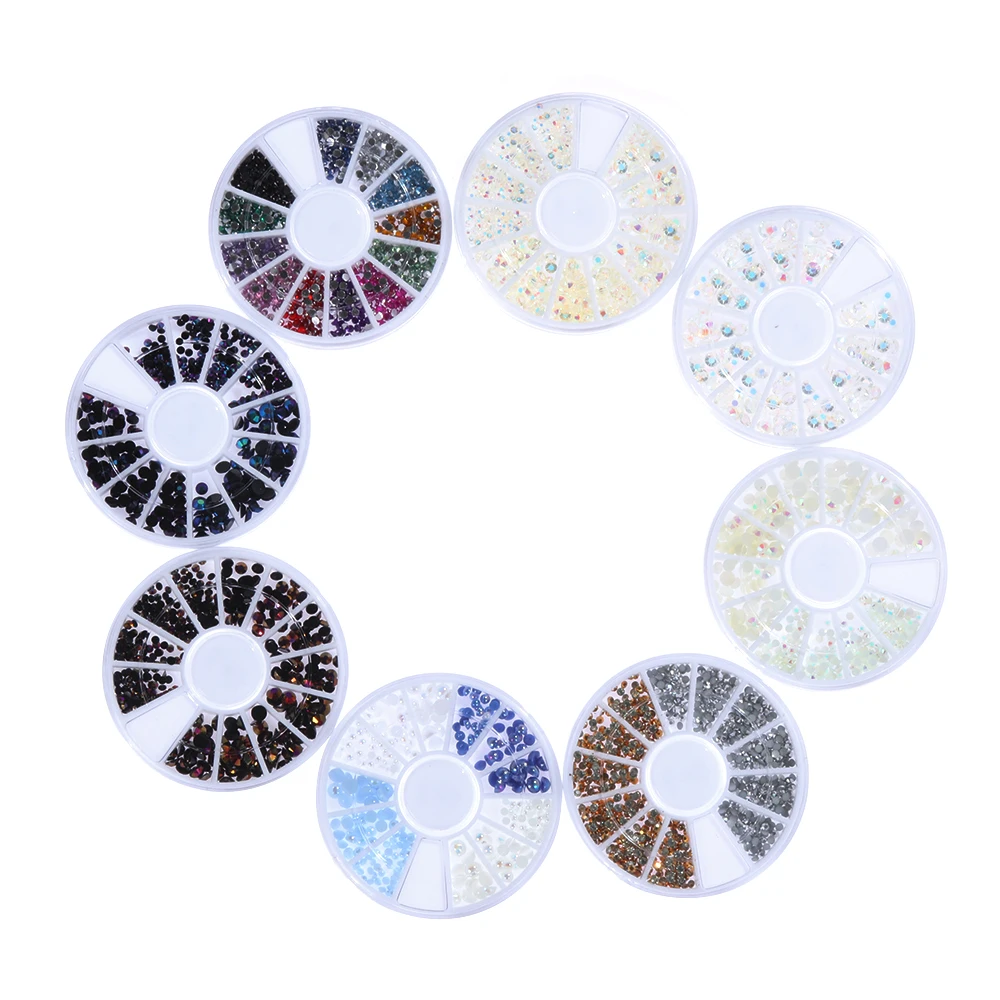 3D Nail Art Decorations Crystal Round Flat Stone Strass Nails in Wheel Rhinestone Jewelry for all Manicure Accessories CH1570 | Красота и