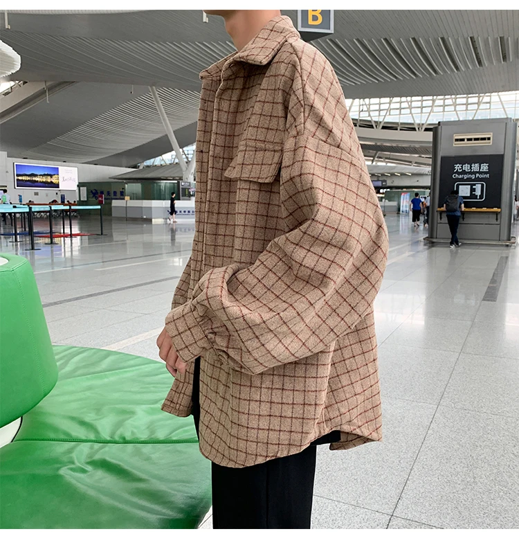 Liketkit, мужские повседневные рубашки в клетку,, Мужской Хлопковый фонарь, рукав, толстые пальто, мужские, большие размеры, свободные, корейская мода, пальто, осень