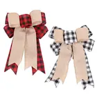 Рождественские банты, черно-белые красные клетчатые банты для поделок, украшения для рождественской елки, лента для празднивечерние, подарочная упаковка