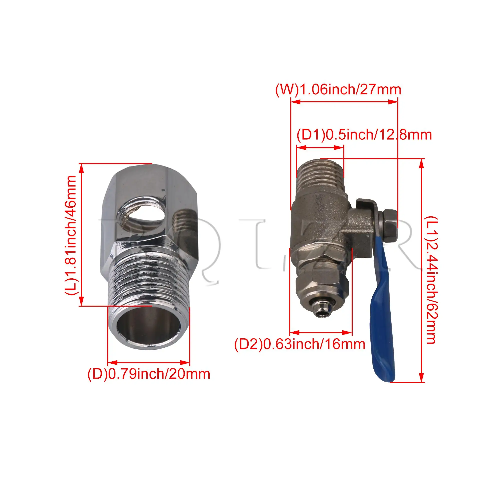 

BQLZR Washer Valve Assortment Set Full Port Ball Valve with 3 Way Valve Brass