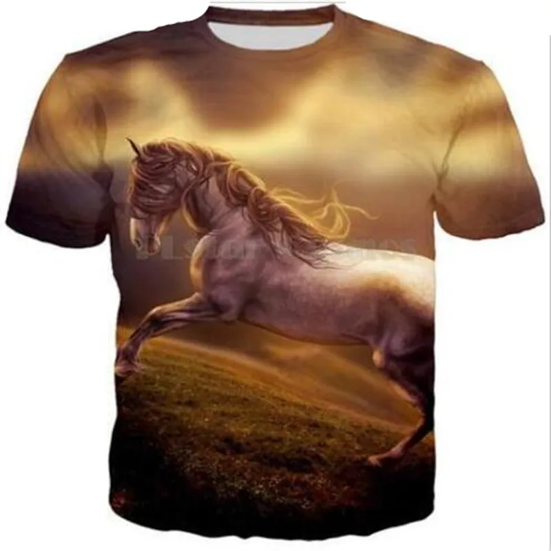 Sondirane New Fashion 3D Print Animal Horse T Shirts Women/Men Short Sleeve Tshirt Summer Funny Tee Shirt Breathable Tops 7XL | Мужская