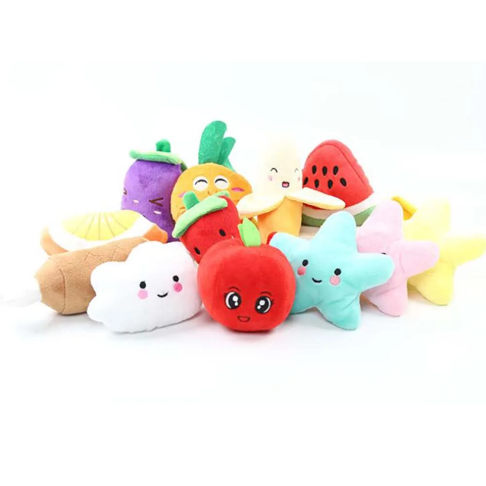 Игрушки для собак щенков Набивная игрушка пищалка пищащий плюшевый звук фрукты