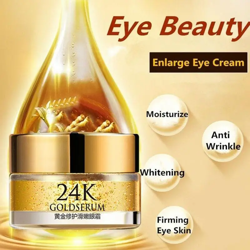 

24K Gold Repairing Eye Cream Fading Dark Circles Anti Acid Hyaluronic Skin Eye Smoothing 20g Care C5M0