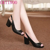 gktinoo 2022 summer shoes woman open toe women genuine leather high heel sandals casual platform sandals women sandals