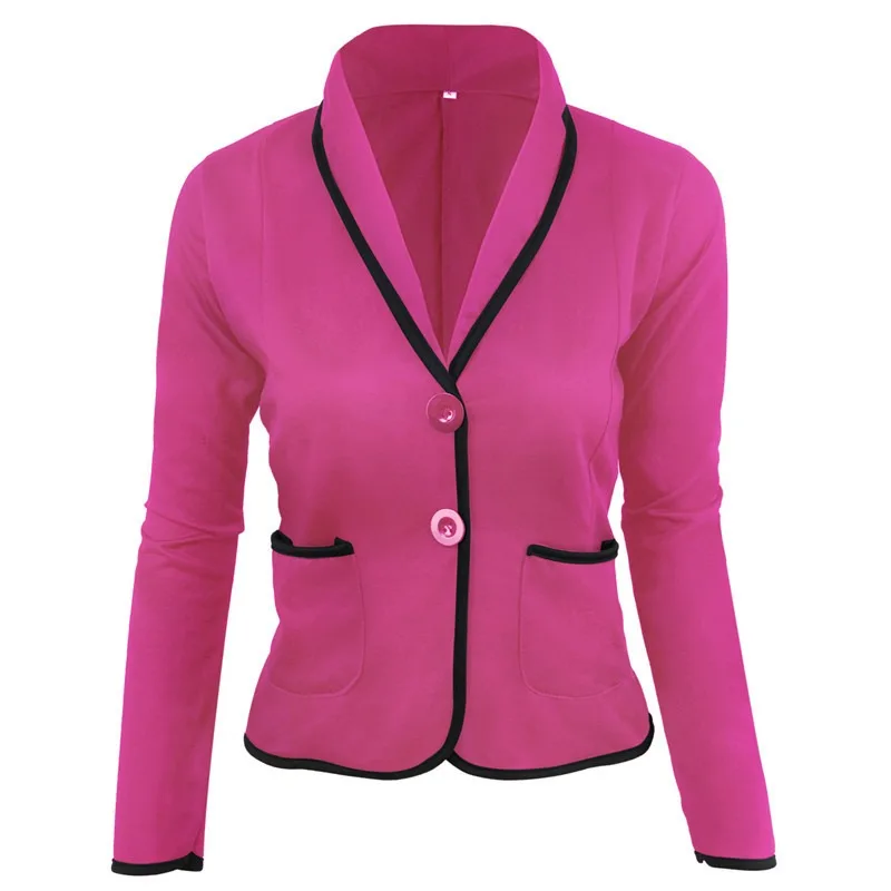 

Autumn Women's Long Sleeve Jackets Solid Cardigan Fit Blazer Feamale Leisure Stripe Button Coat Lady Office Work Suit
