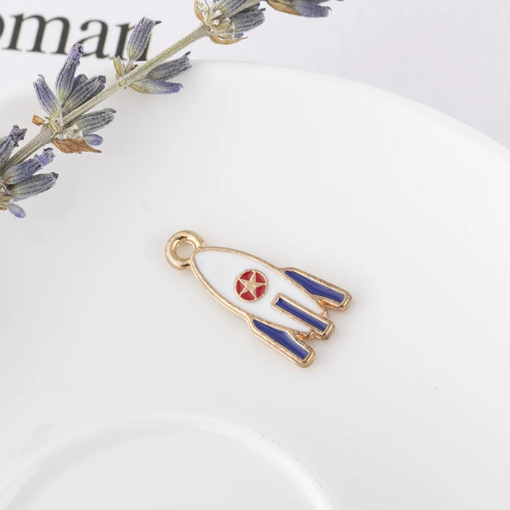 10 шт. эмалевые Подвески в виде милой звезды планеты ракеты изысканный синий кулон