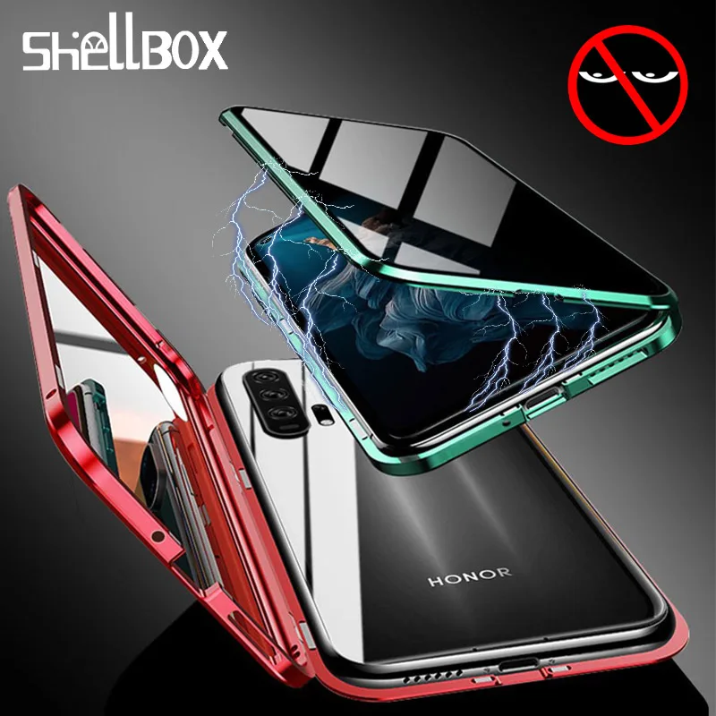 Магнитный чехол из закаленного стекла для Huawei P30 Pro защитный с металлической