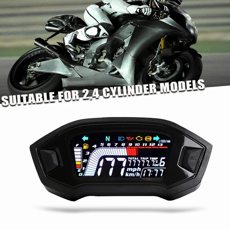 

Универсальный мотоциклетный цифровой измеритель одометра с ЖК-дисплеем светодиодный спидометр, 12 В, 14000R
