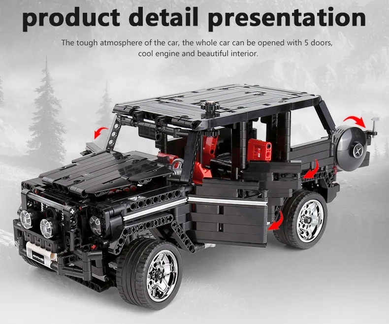 Yeshin 701960, внедорожная модель автомобиля SUV, строительные блоки, блоки, совместимые с G500, наборы для сборки автомобилей, развивающие игрушки для детей, подарки