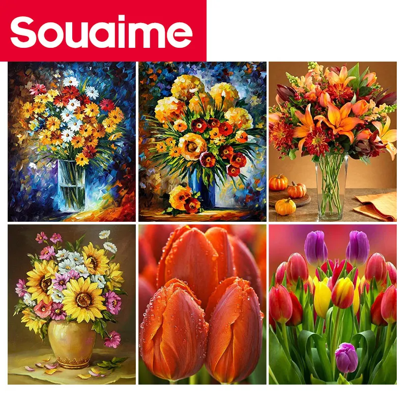 

Full Square/Round Drill 5D DIY Diamond Painting Flower RPurple pink red Embroidery Cross Stitch 3D Home Decor