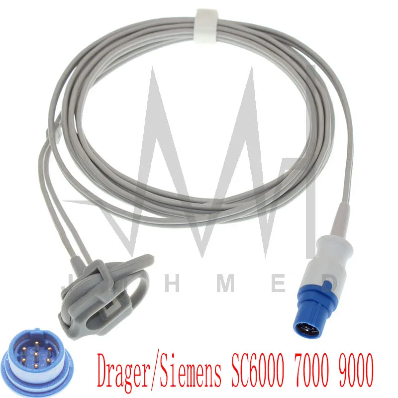 

Compatible with spo2 Sensor of Drager/ Siemens SC6000 7000 9000 Monitor,Adult/Child/Neonate/Ear/Forehead Oximetry Cable 7pin 3m