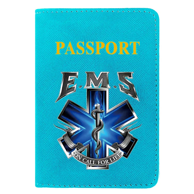 

2021 New EMS Emergency Medical Service Women Men Passport Cover PU Leather Travel ID Credit Card Holder Purse Wallet Case Gift