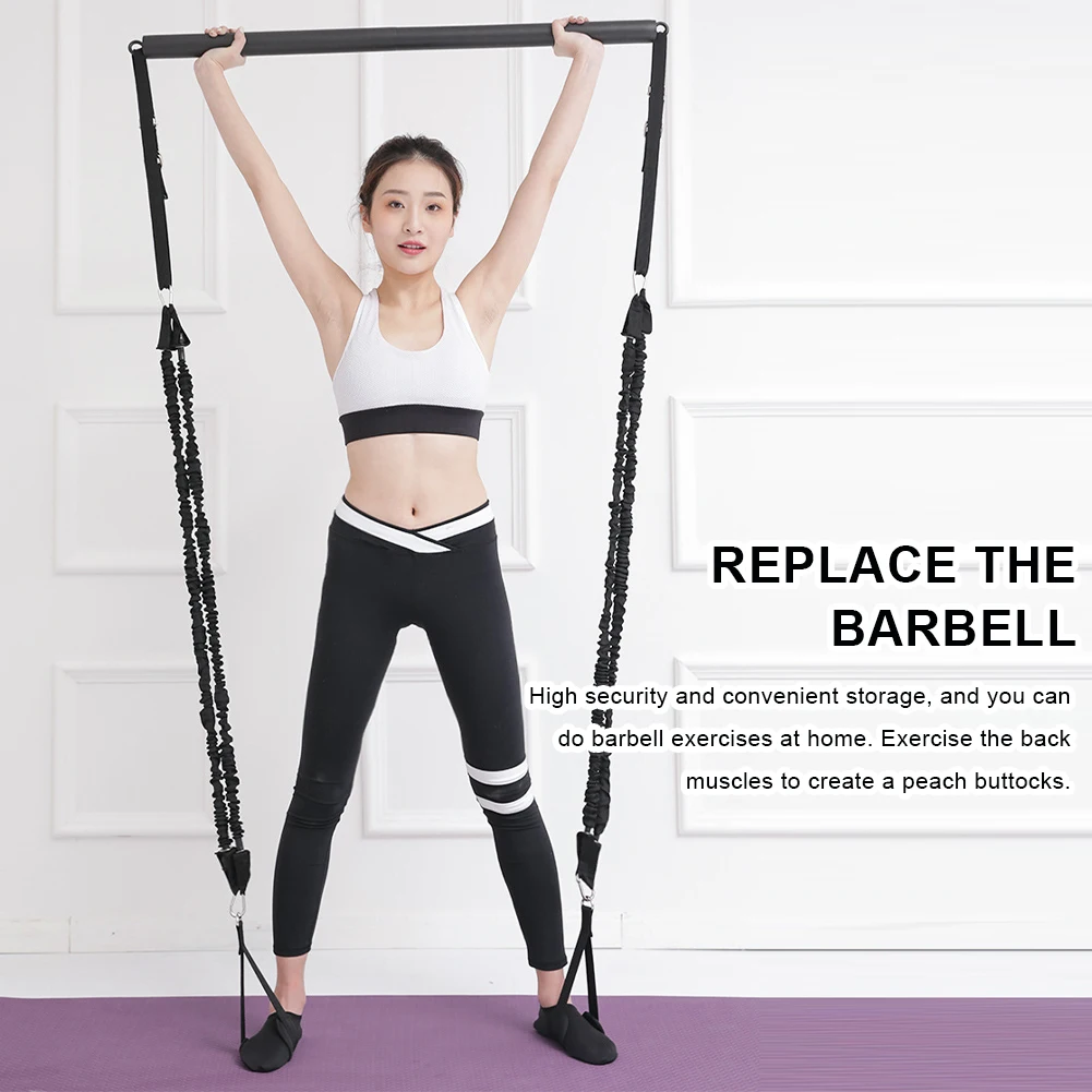 

NEW Pilates Bar Portable Exercise Stick Black Metal Yoga Exercise Pilates Bar For Weight Training Muscle Toning