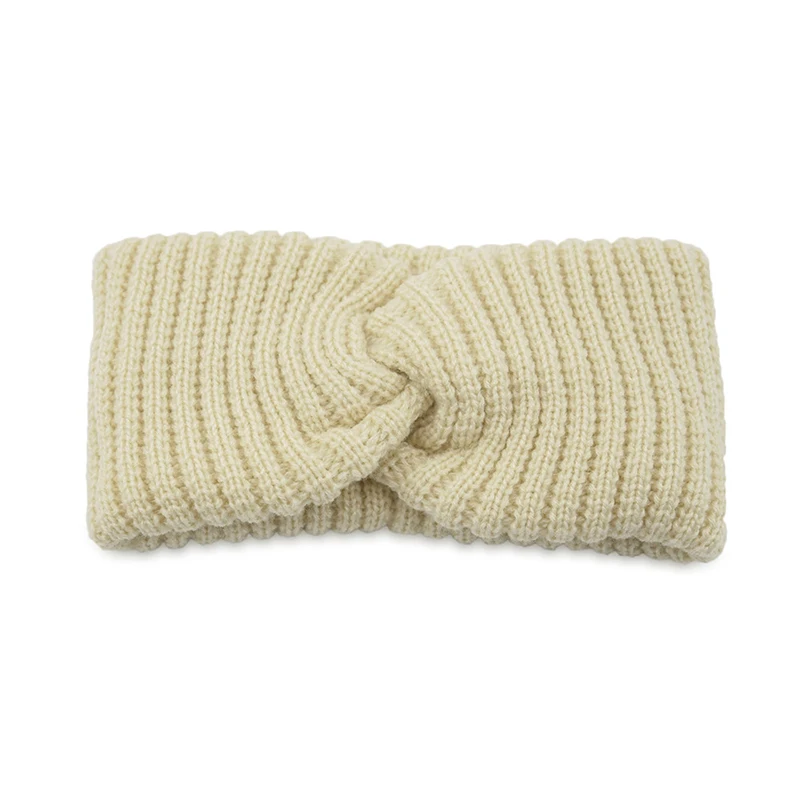 

Fashion Hair Accessories Knitted Cross Headband Wide Side Crochet Stripes Warmer Ear Head Wrap Solid Color Elastic Hair Bands