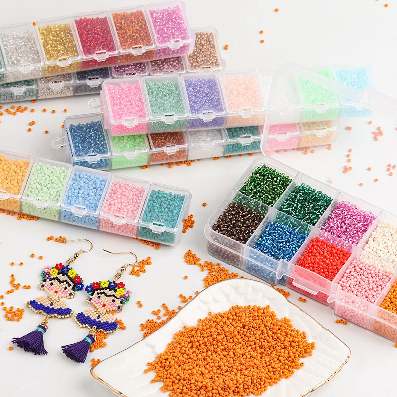

DIY 2mm Czech Glass Seed Beads Belt Box Set Charm Seedbeads Rondelle Spacer Beads for Bracelet Necklace Jewelry Making Wholesale