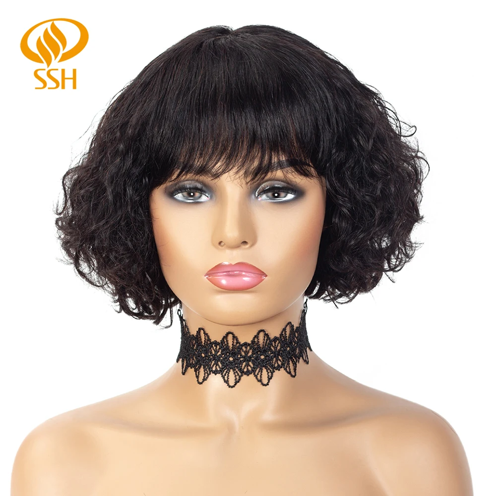 SSH парики из человеческих волос с волнистой кутикулой для черных женщин