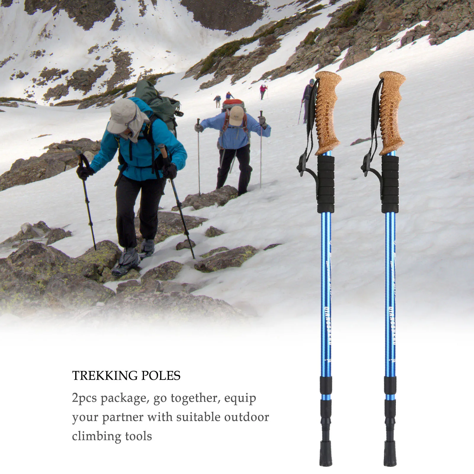 Details about / 2Pc//Pair 135cm Telescopic Walking Stick Trekking Aluminum alloy Climbing Stick