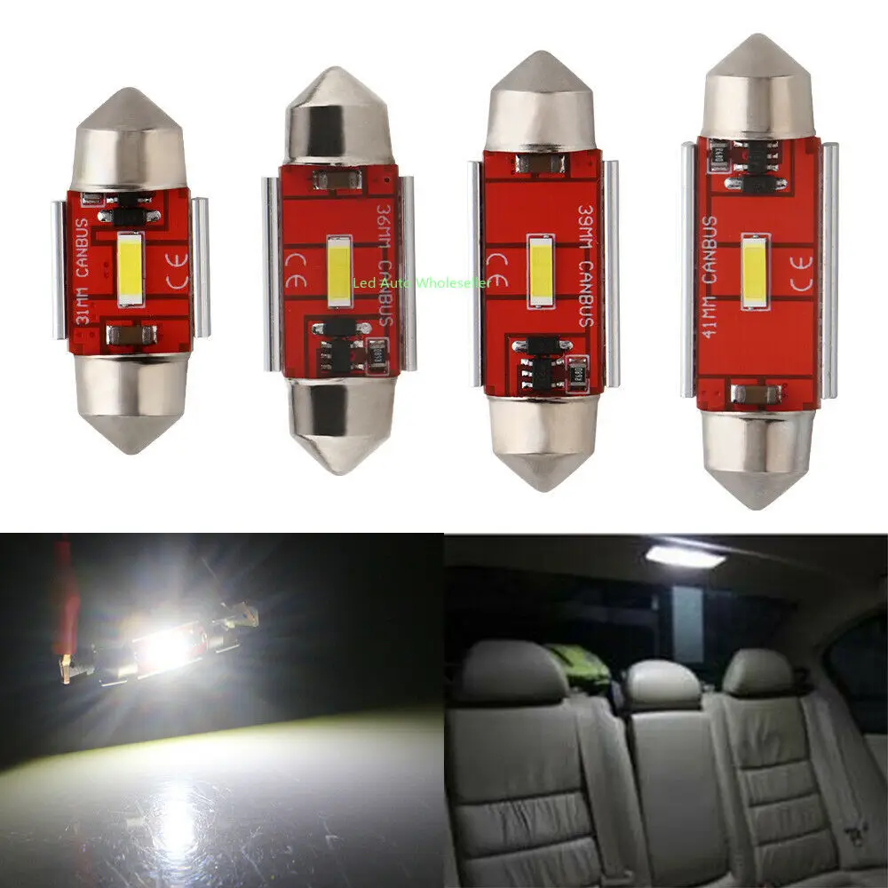 200PCS C5w led 31mm 36mm 39mm 41mm 1SMD 1860 Chip LED Festoon Bulb Car Dome Light Canbus No Error Auto Interior Reading Lamp