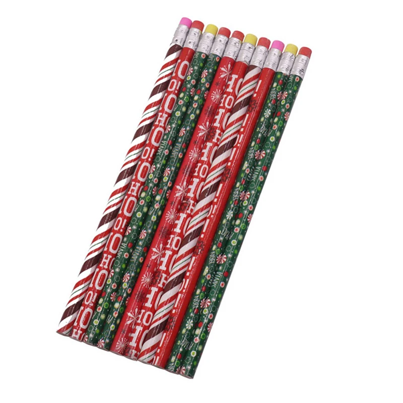 10 pcs mixed colour 10 шт. Рождественский узор 187*8 мм ластик деревянный HB карандаш цветная ручка Полюс Дети Студенты живопись Эскиз написать студенческие канцелярские принадлежности - Цвет: 10 pcs mixed colour