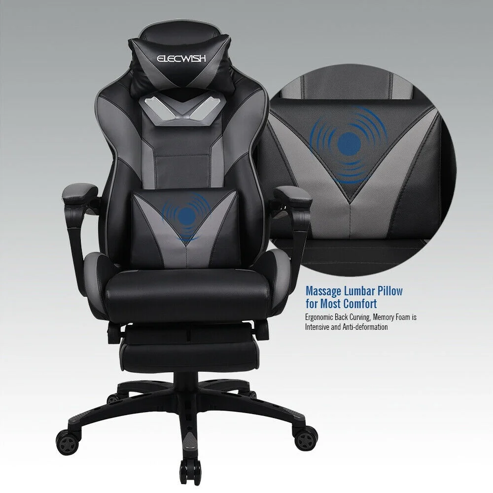 Массажное компьютерное игровое кресло полулежа гоночное видео поясничная