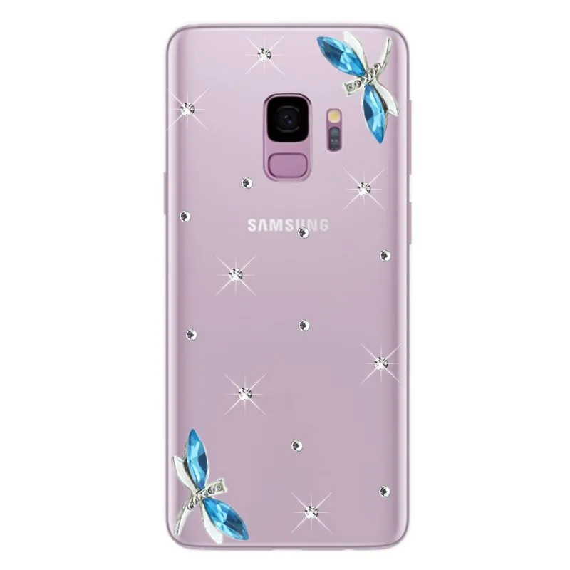 S9 плюс Чехол украшеннный горным хрусталем для Samsung Galaxy A8 A6 2018 J2 A2 Core J4 J6 A7 A9 A20E A70 A50