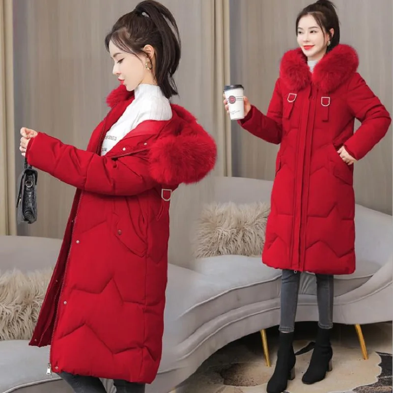 

2021 Snow Wear Long Jacket Winter Parka Coat Women Casual Fur Hooded Winter Jacket Women Plus Size 5XL Female Outwear