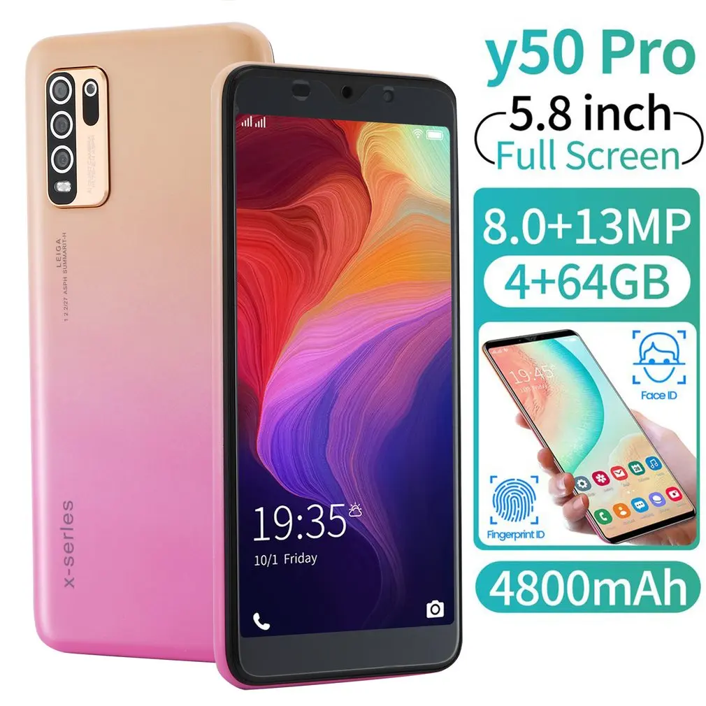 

Смартфон Y50 Pro на Android, экран 5,8 дюйма, 4 + 64 ГБ, две SIM-карты, двойной режим ожидания, 8 ядер