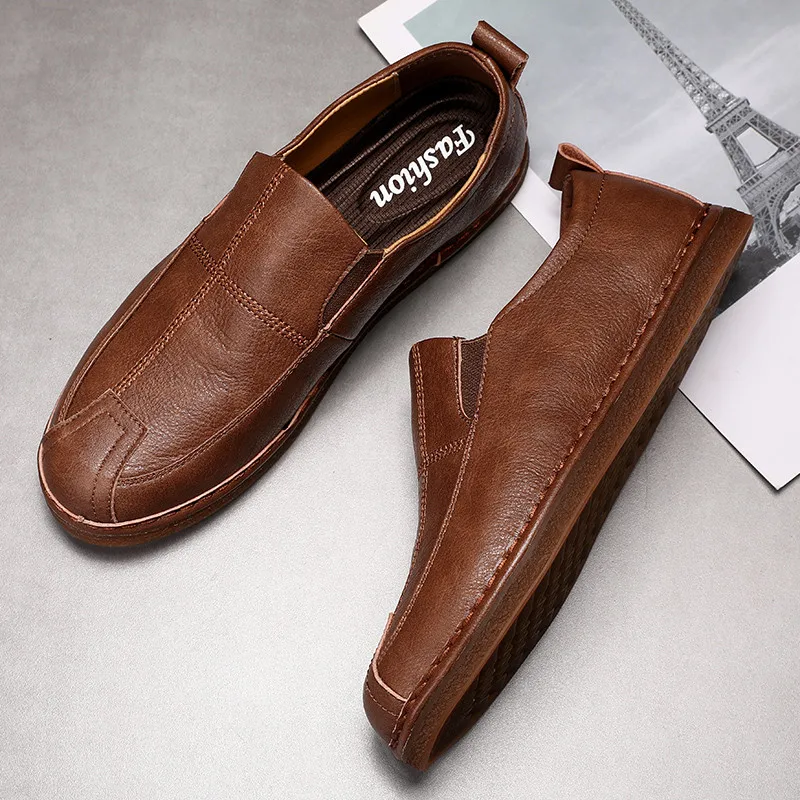 

2020 Genuine Leather Men Casual Shoes Luxury Brand Mens Loafers Size 39-44 Moccasins Breathable Slip on Lazy Driving Shoes *