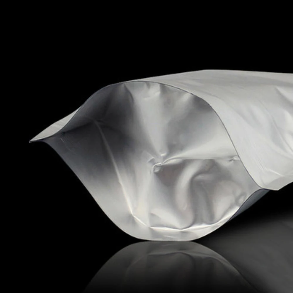 100 шт./лот стоячий мешочек из серебристой алюминиевой фольги на молнии для