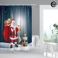 designers printing santa claus gift christmas bathroom shower curtains washable farmhouse waterproof bathtub bathroom curtains