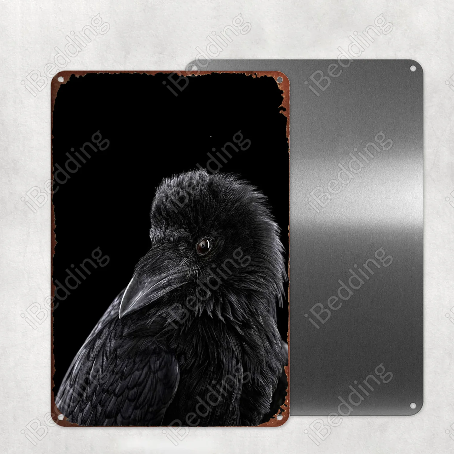 

Настенный плакат с черной Вороной и зеркальной поверхностью, металлическая фотография, украшение для стен паба, клуба, железная живопись, д...