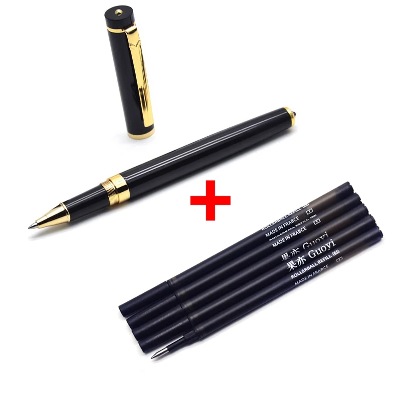 Black-5 black ink Guoyi D08 двухцветная золотая металлическая Подарочная шариковая ручка, коробки, высокое качество, офисные и школьные канцелярские принадлежности и металлические подарочные ручки - Цвет: Black-5 black ink