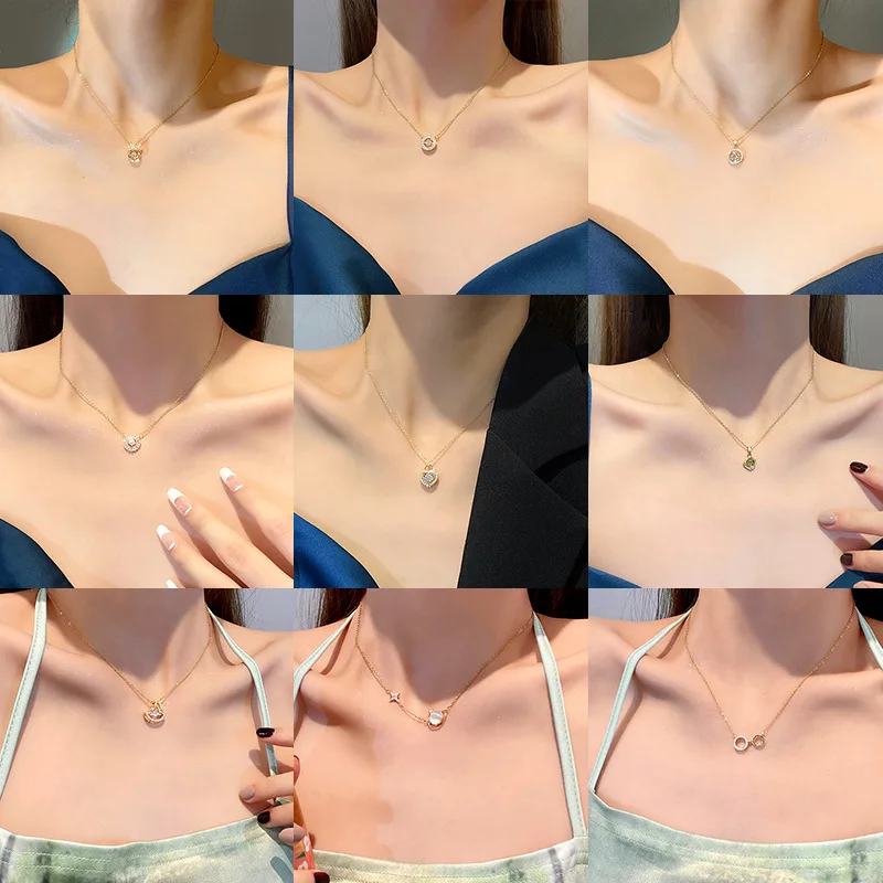 

Titanium Steel Necklaces Rose Pearl Beads Pendant Vintage Ins Style Gold Clavicle Chain Women Fashion Jewelry Gift Wholesale