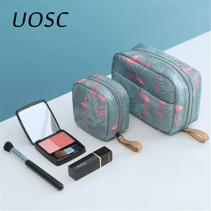 

UOSC Mini Solid Color Flamingo Cosmetic Bag Cactus Travel Toiletry Lipstick Storage Bag Beauty Makeup Bag Cosmetic Bag Organizer
