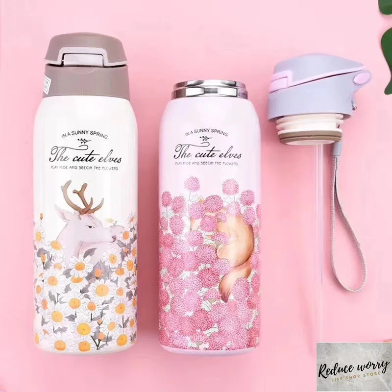 Термос с двойными стенками бутылка для воды соломой 304 нержавеющая сталь