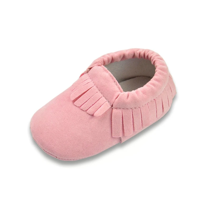 Pink Популярные мокасины из искусственной замши для новорожденных мальчиков и девочек; Мягкие Мокасины; обувь с бахромой на мягкой нескользящей подошве; обувь для малышей - Цвет: Pink