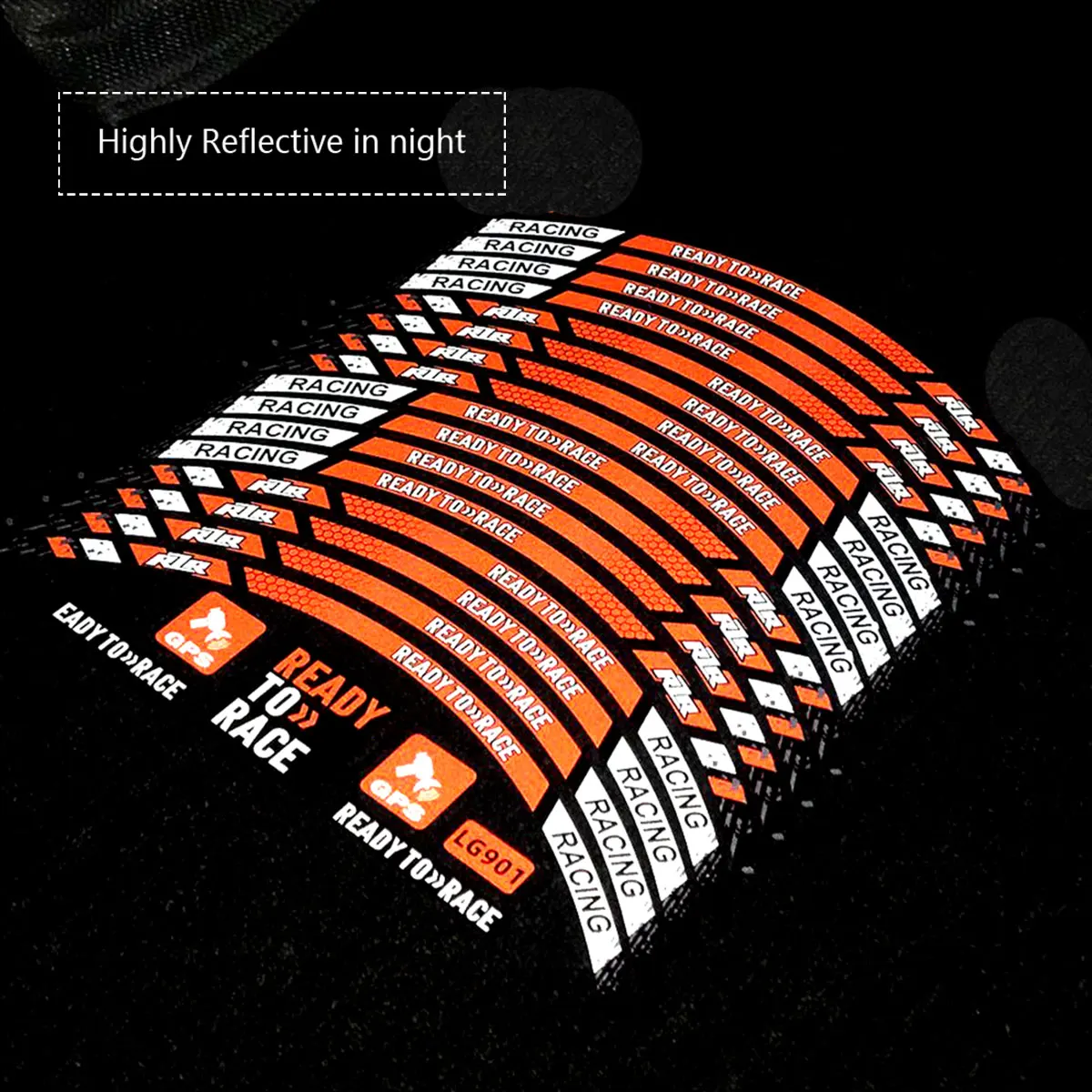 Наклейки на колеса мотоцикла 16 шт. светоотражающие полоски обод автомобиля