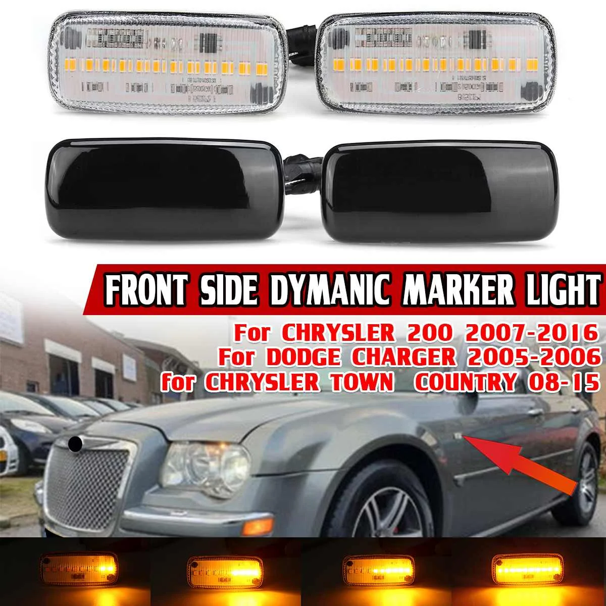 2 шт. светодиодные динамические поворотники для Chrysler 200 300C Sebring Dodge Caliber Nitro Lancia Jeep