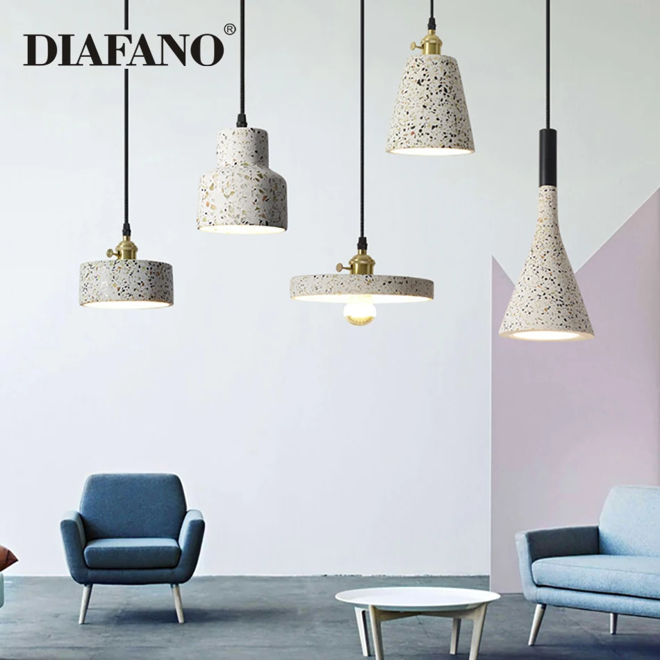 Скандинавские промышленные цементные бетонные подвесные светильники Led E27 Декор