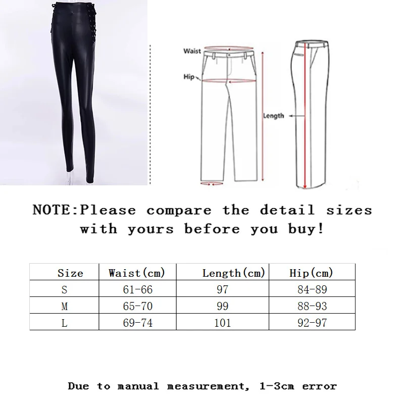 

Vangull Casual PU Leather Pants Women's Inner Lining Plus Fleece Side Tie Back Zipper Pencil Black Pants Trousers 2021 New
