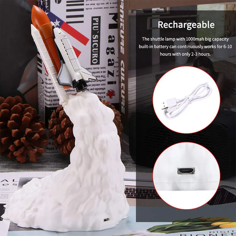 Высокое качество Dropship3DPrint космический челнок лампа луна Ночной светильник